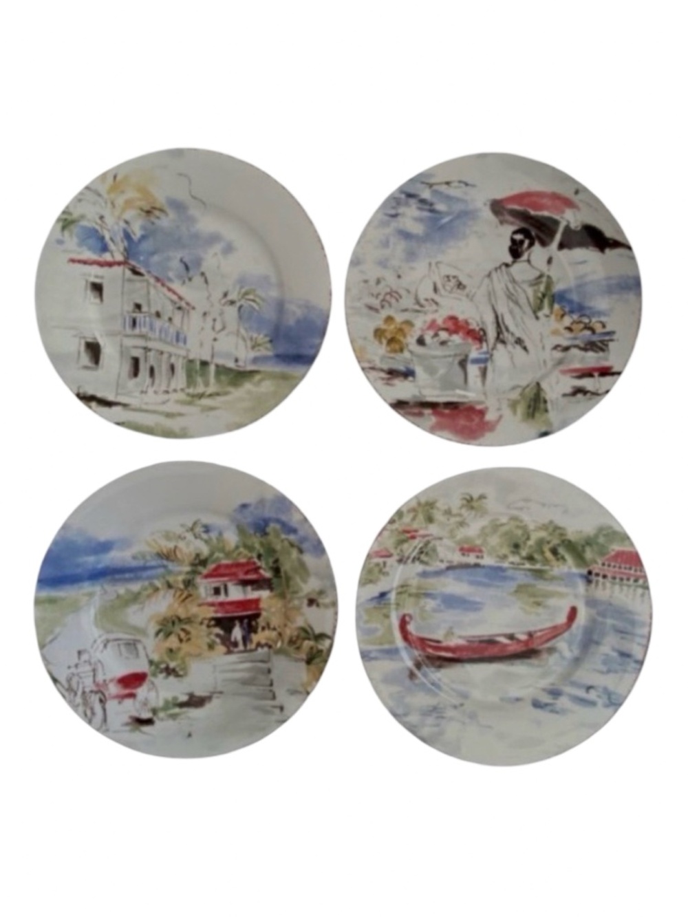 PIER 1 Destination Porcelain Salad Desert Plate 7.5” (set of 4)